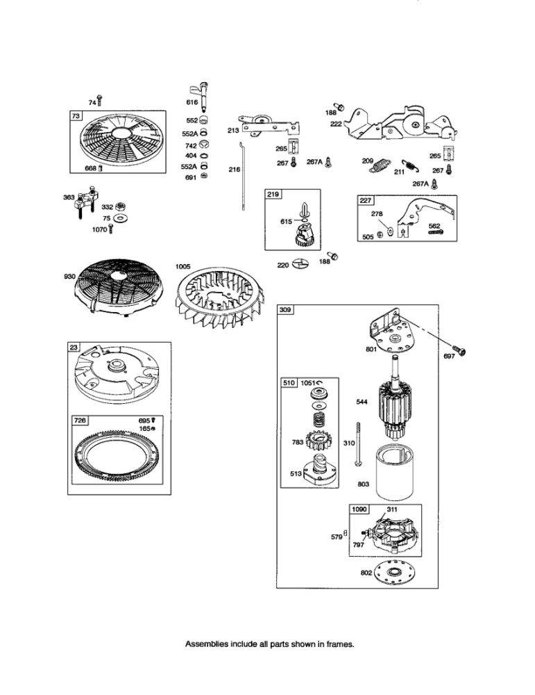 Motor-Starter/Flywheel Diagram and Parts List for 44M700 0110-0121 Briggs and Stratton Engine